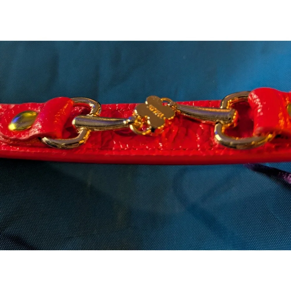 Clover Handmade Leather Dog Collar Small Red New